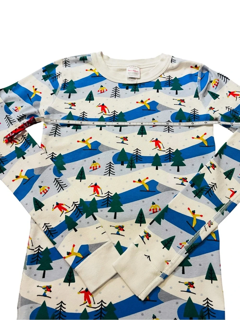 Hanna Andersson White and Blue Ski Print Kids Pajama Set Size 14
